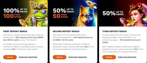 LevelUp Casino Bonuses
